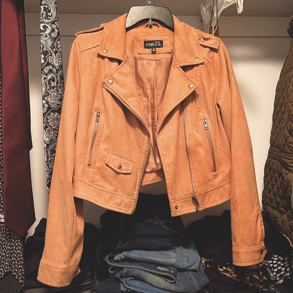 Faux suede cropped jacket